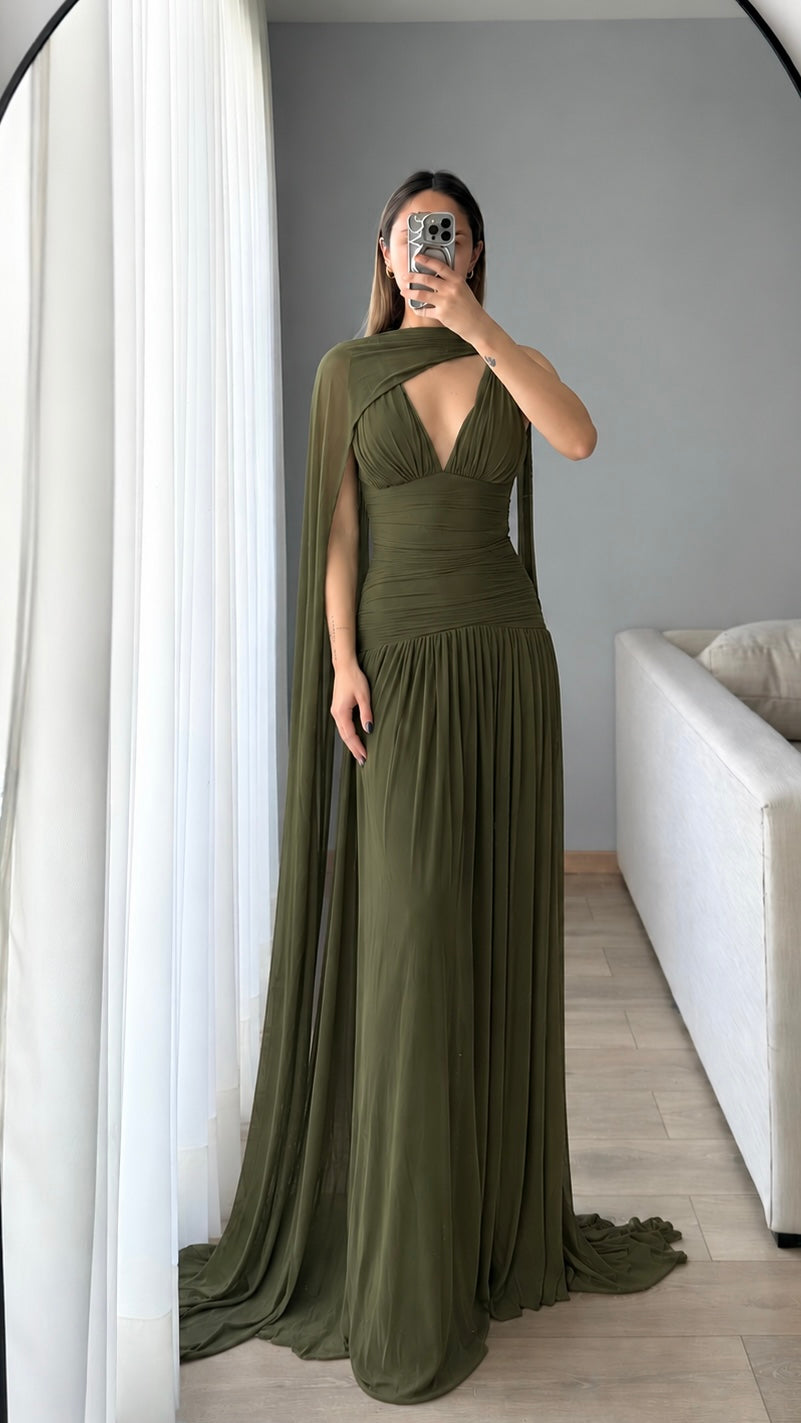 Gabriella Olive Green Maxi Dress