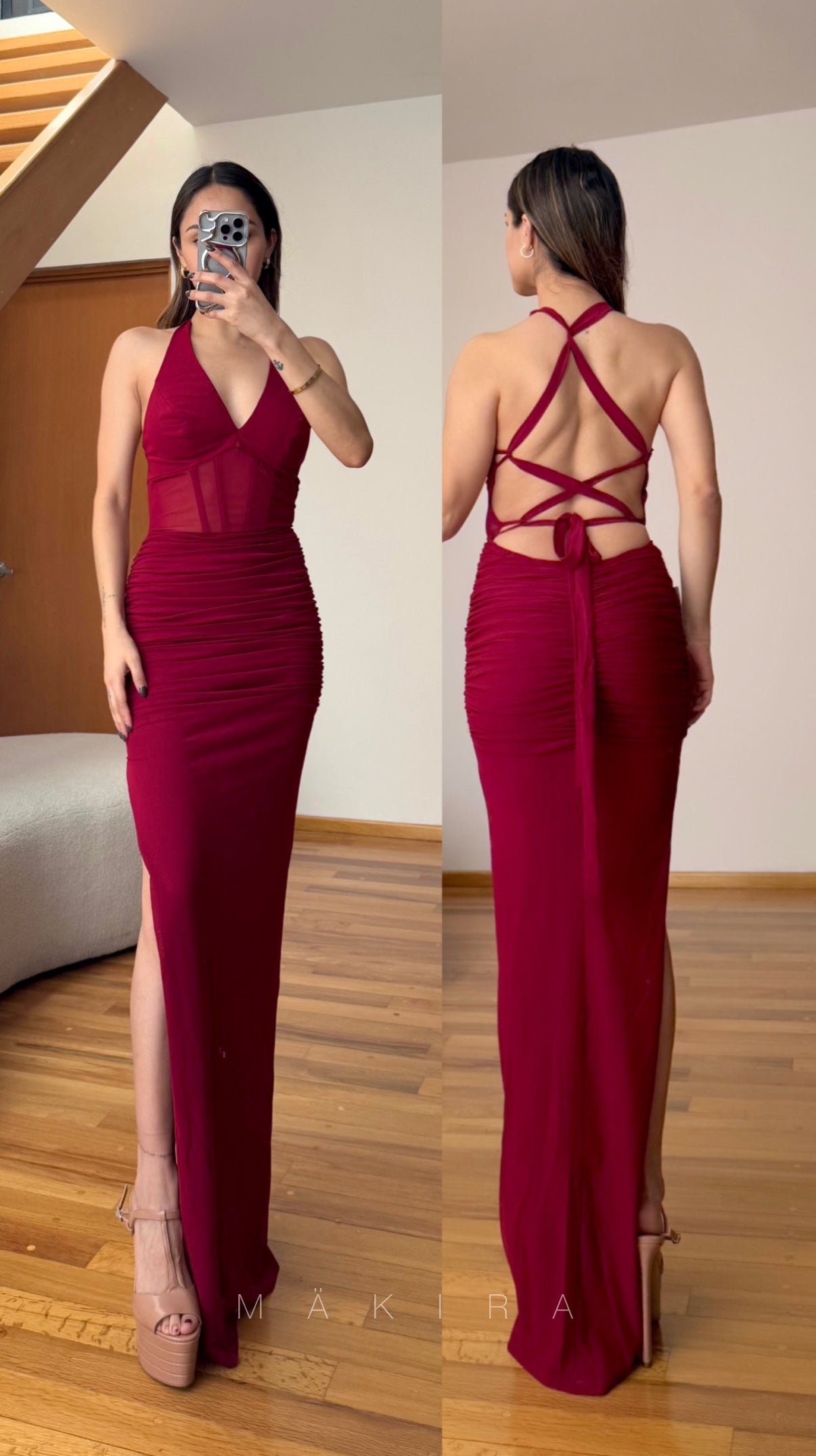 Nanda Wine Maxi Dress