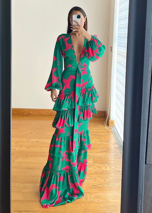 Italia Green Tröpical Dress