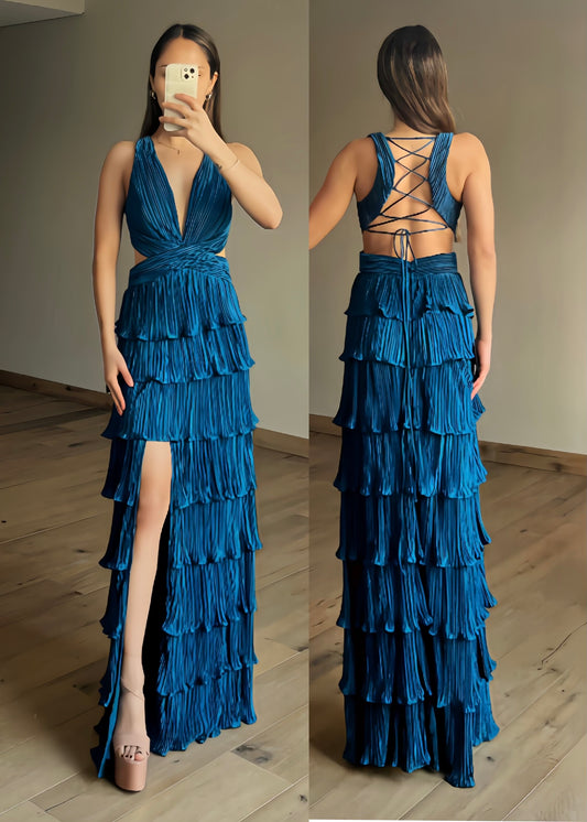 Lucy Teal Blue Maxi Dress