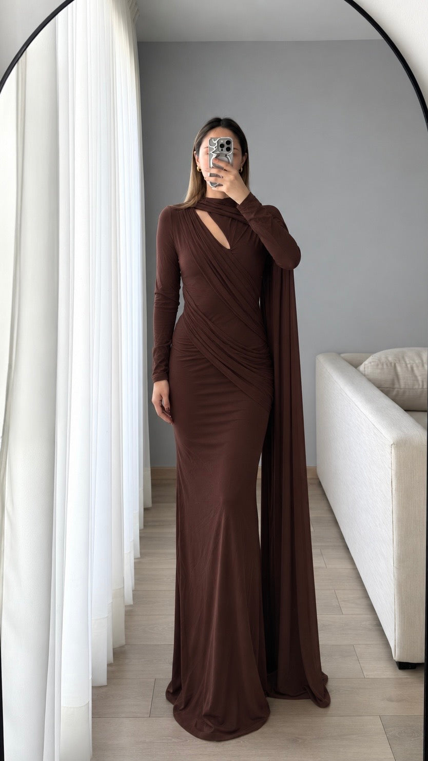 Beatriz Brown Maxi Dress