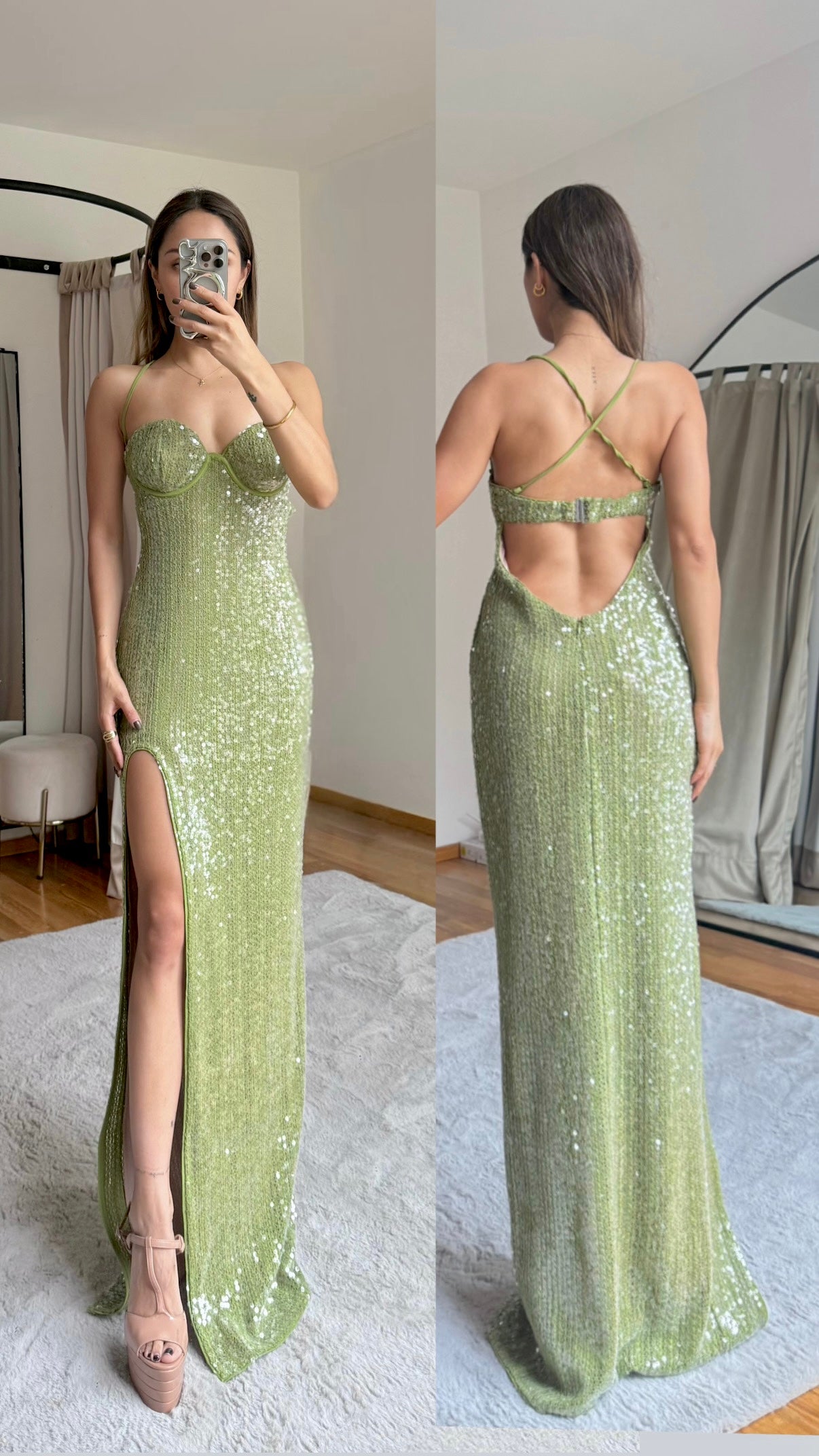 Green Sequin Maxi Dress