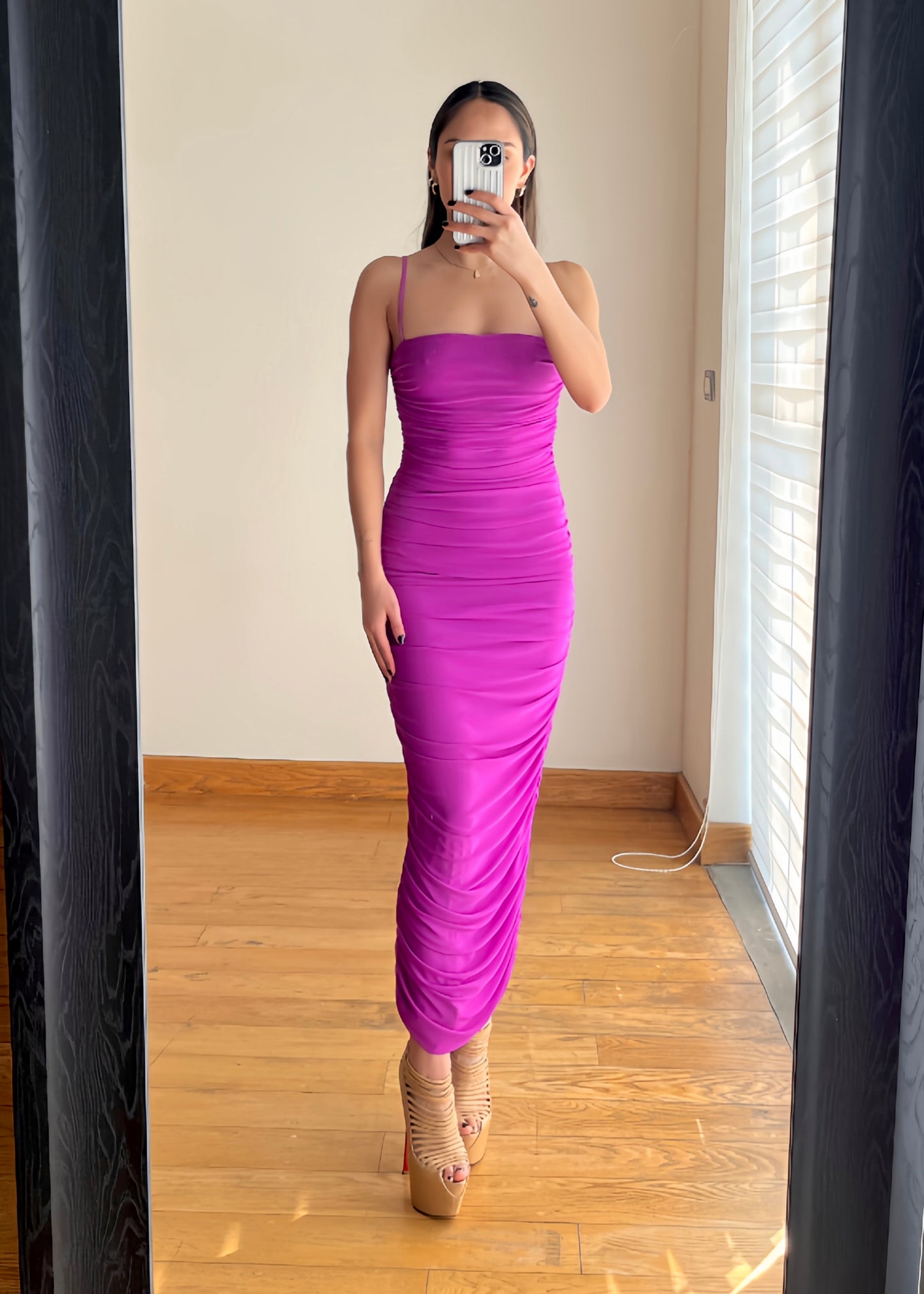 Yulia Magenta Midi Dress