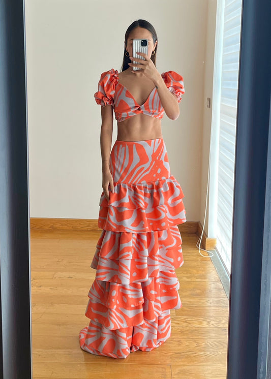 Hanna Orange Tröpical Dress