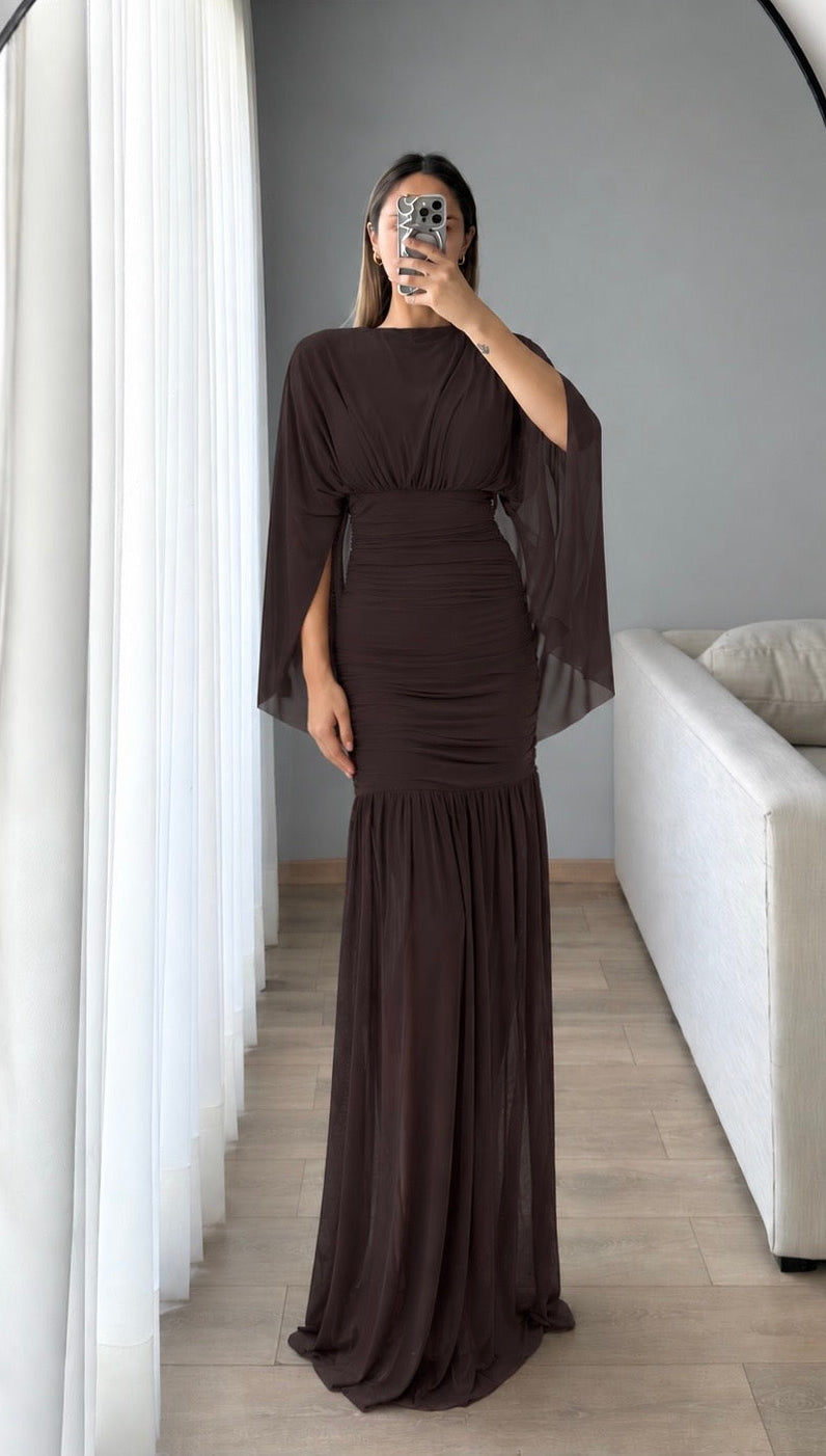 Pia Brown Maxi Dress