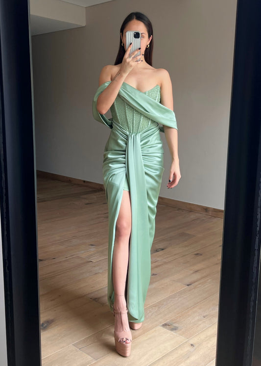 Lina Sage Green Maxi Dress