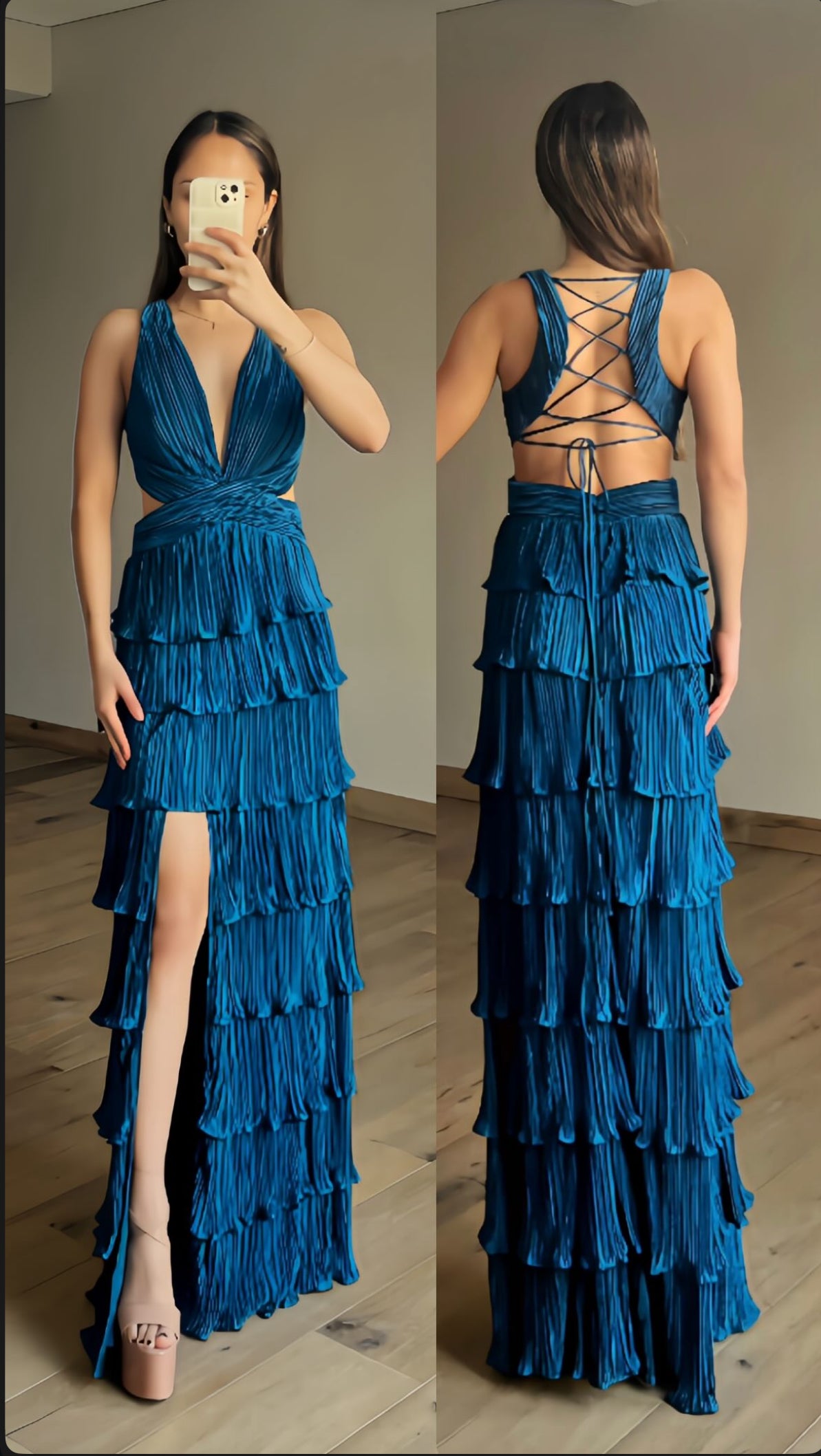 Laura Teal Blue Maxi Dress