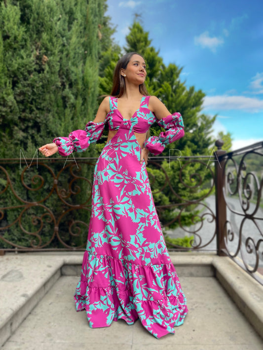 Amparo Pink Tropical Dress
