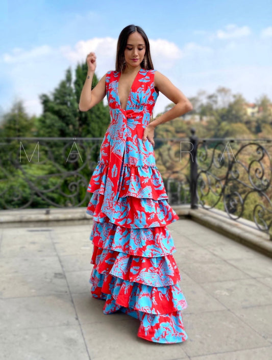 Dafne Red Tropical Dress
