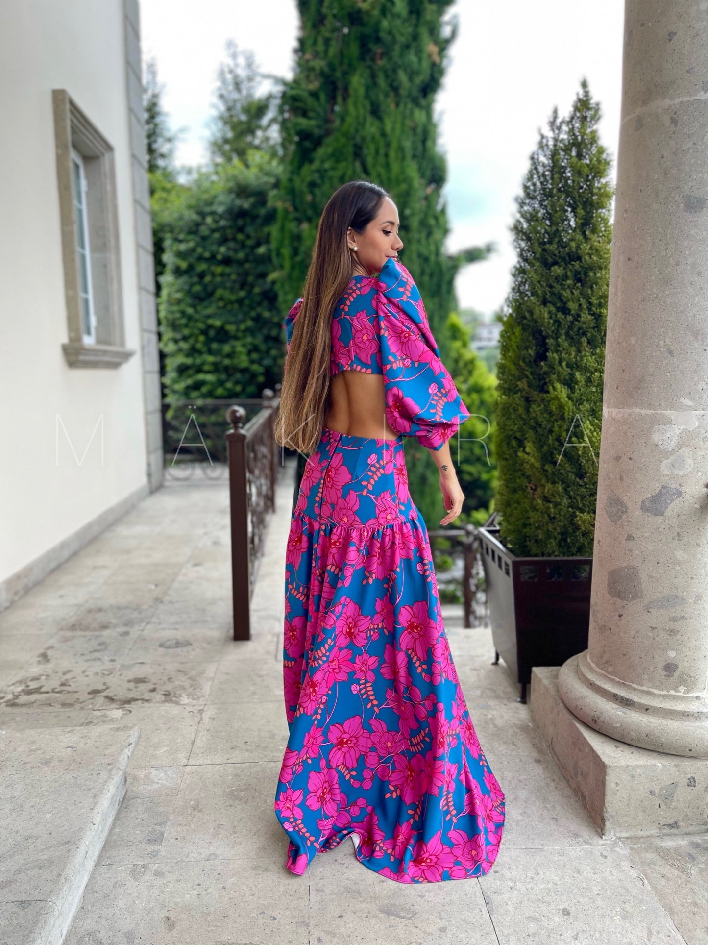 Damaris Blue Tropical Dress
