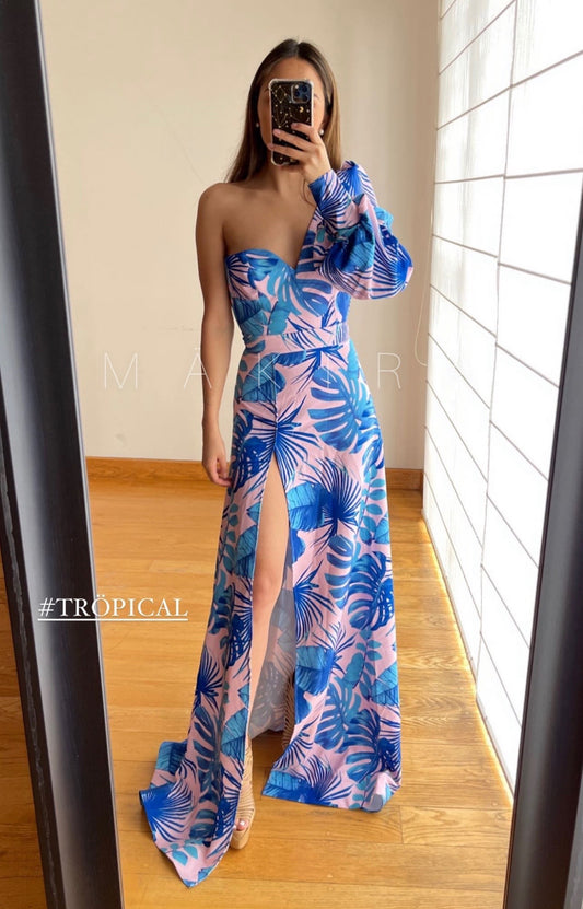 Macaria Blue Tropical Dress