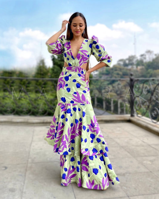 Odina Green Tropical Dress