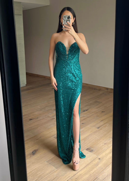 Vienna Green Sequin Dress