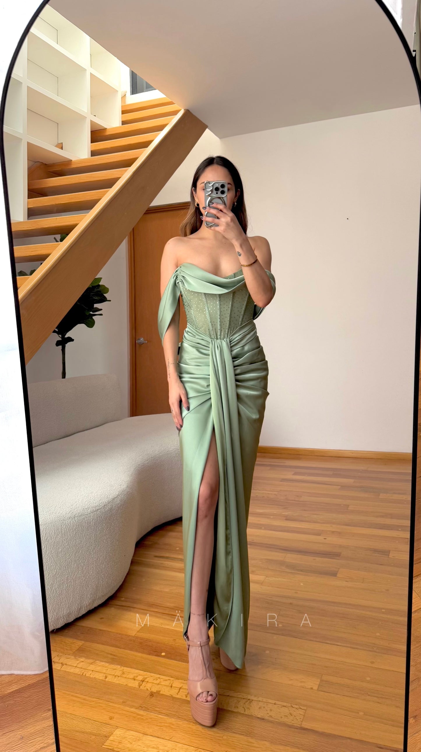 Lina Sage Green Maxi Dress