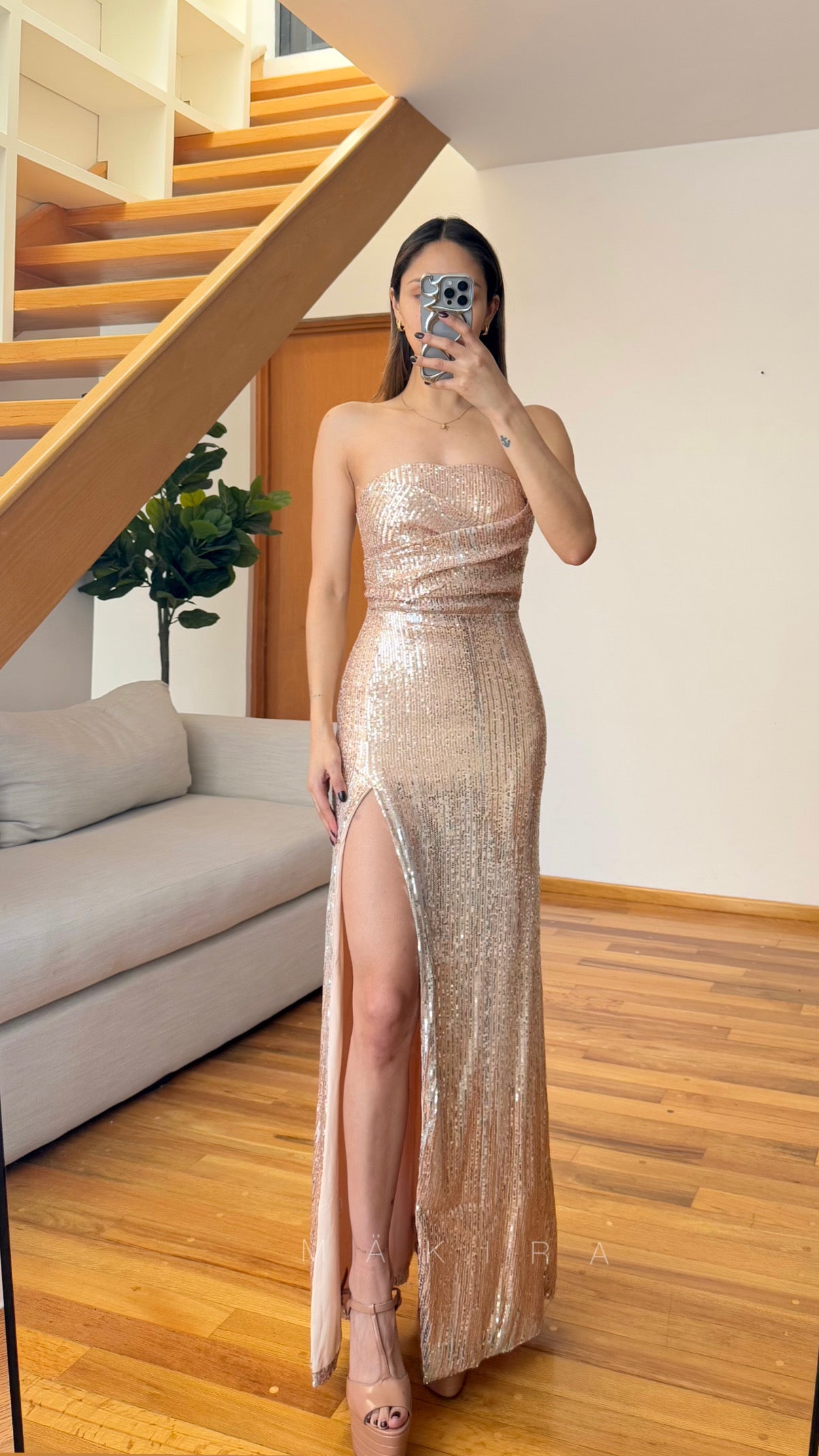 Triana Gold Maxi Dress
