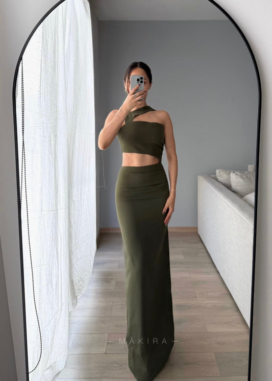 Luisa Olive Green Maxi Dress