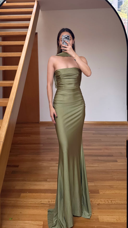 Aleja Olive Green Maxi Dress