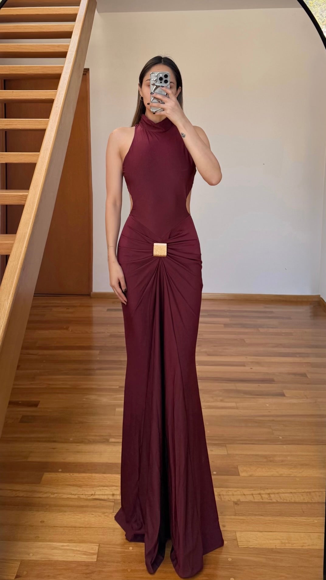 Paola Wine Maxi Dress