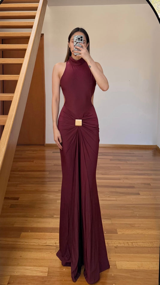 Paola Wine Maxi Dress