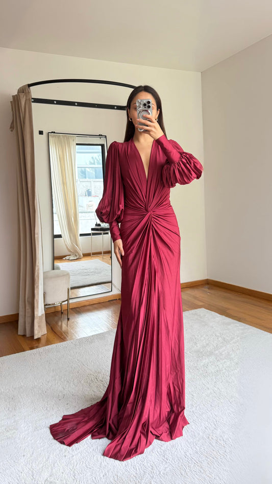 Lianna Wine Maxi Dress