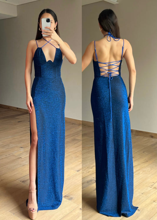 Zia Navy Glitter Maxi Dress