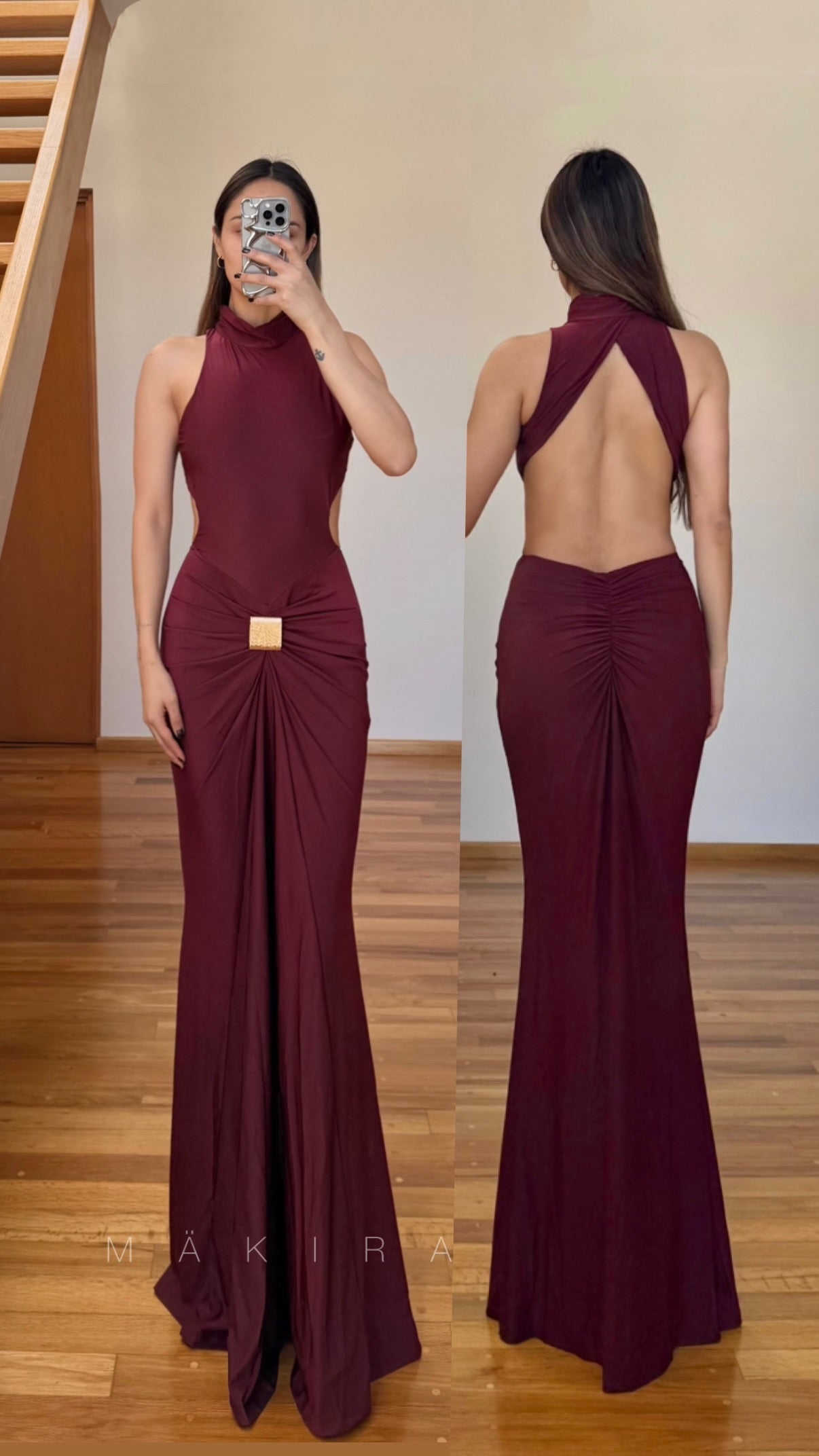 Paola Wine Maxi Dress