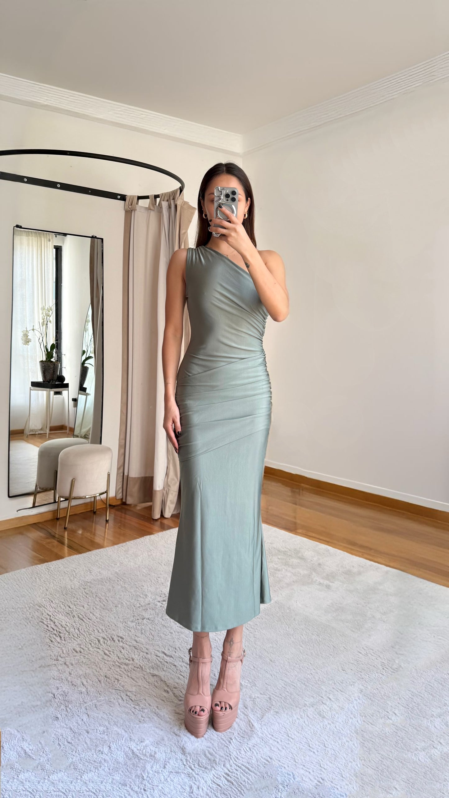 Luna Sage Green Midi Dress