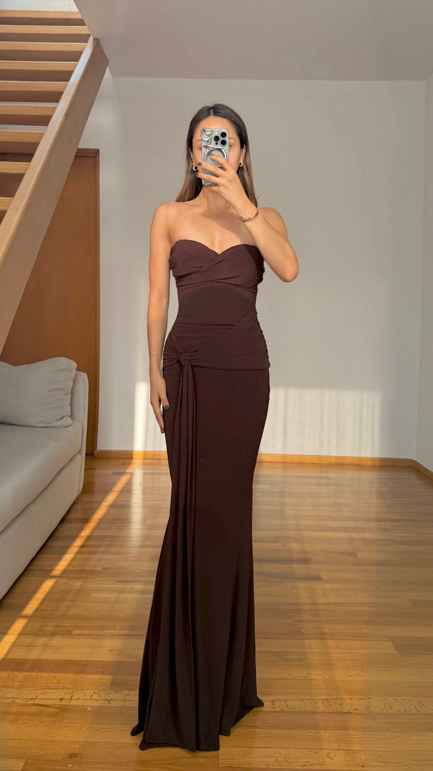 Reina Brown Maxi Dress