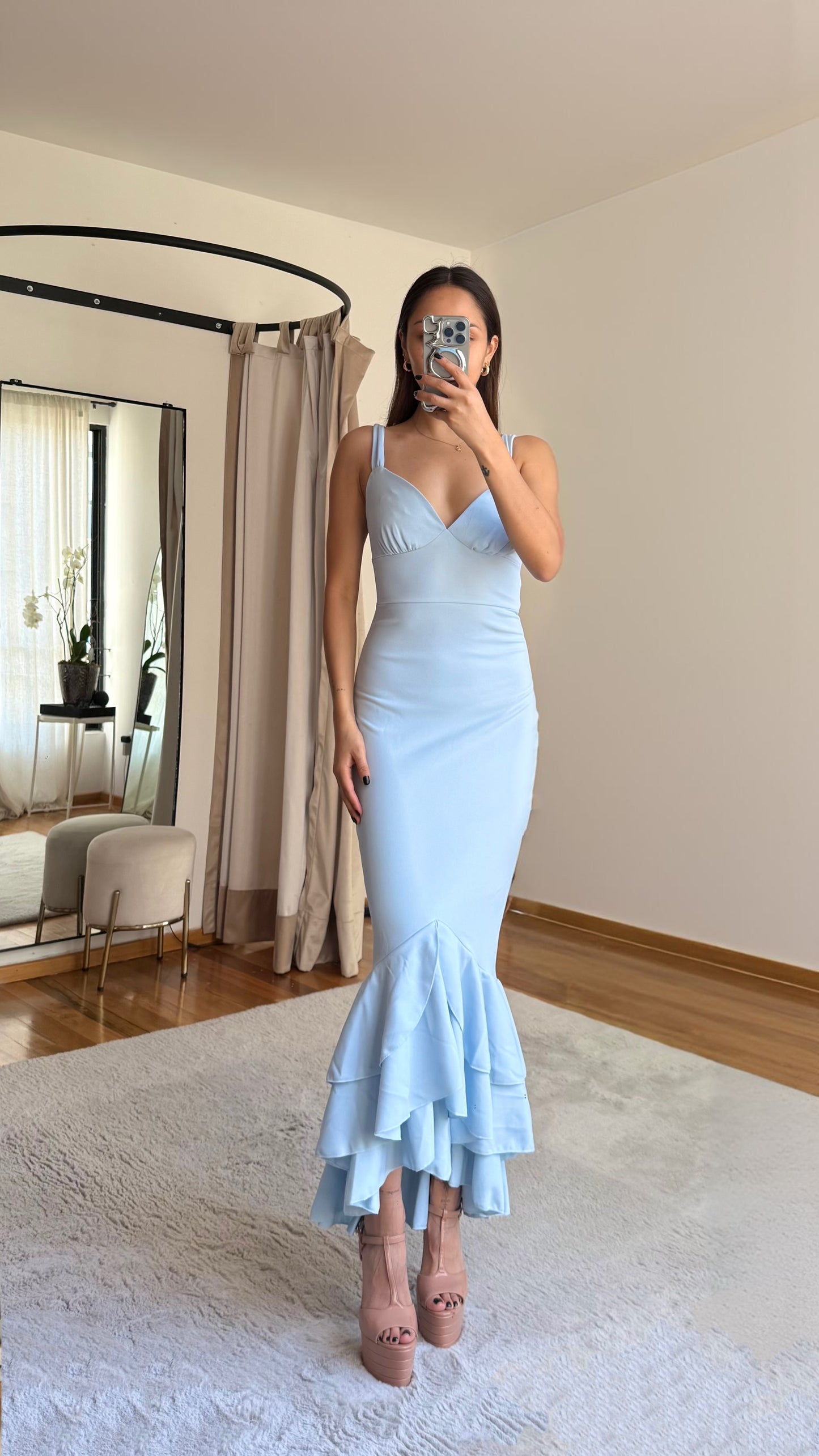 Angela Baby Blue Midi Dress