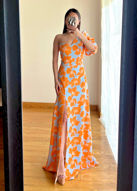 Lucia Orange Tropical Maxi Dress