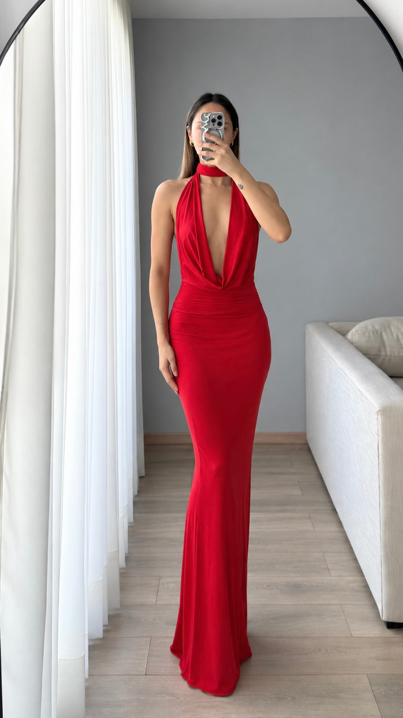 Gia Red Maxi Dress