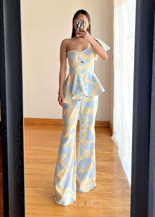 Julia Tropical Beig Jumpsuit