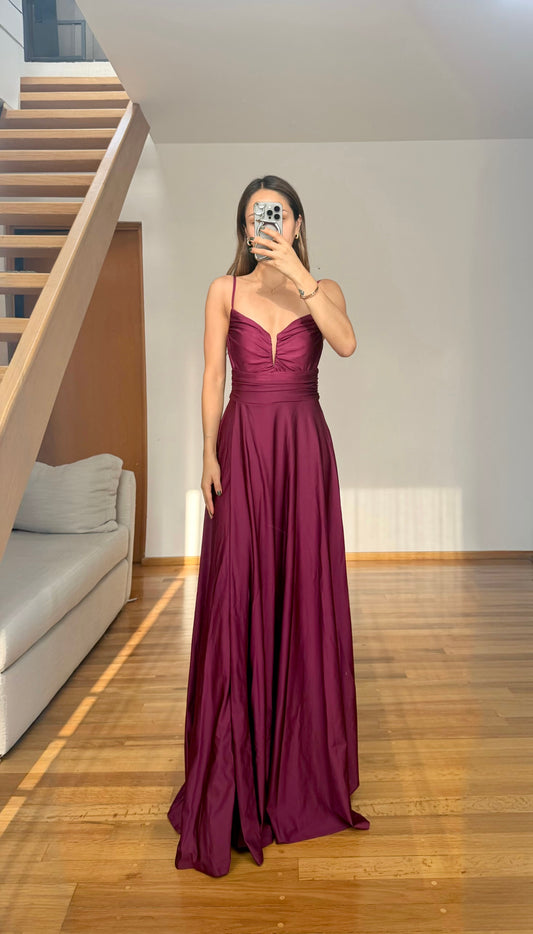 Emilia Wine Maxi Dress
