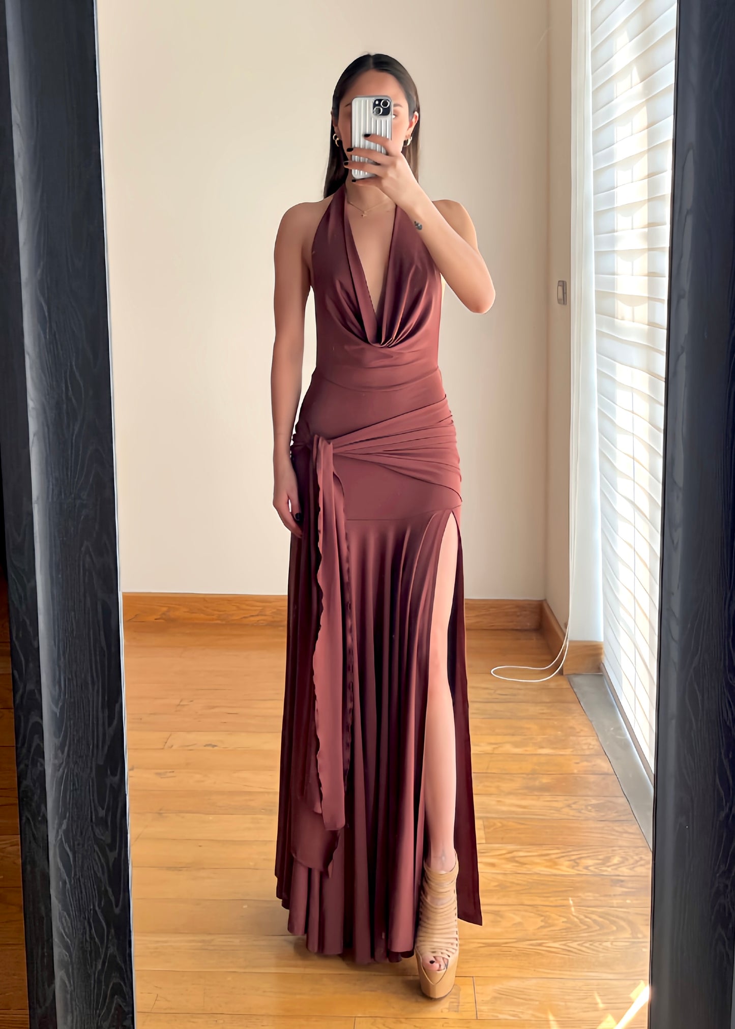 Mina Brown Maxi Dress