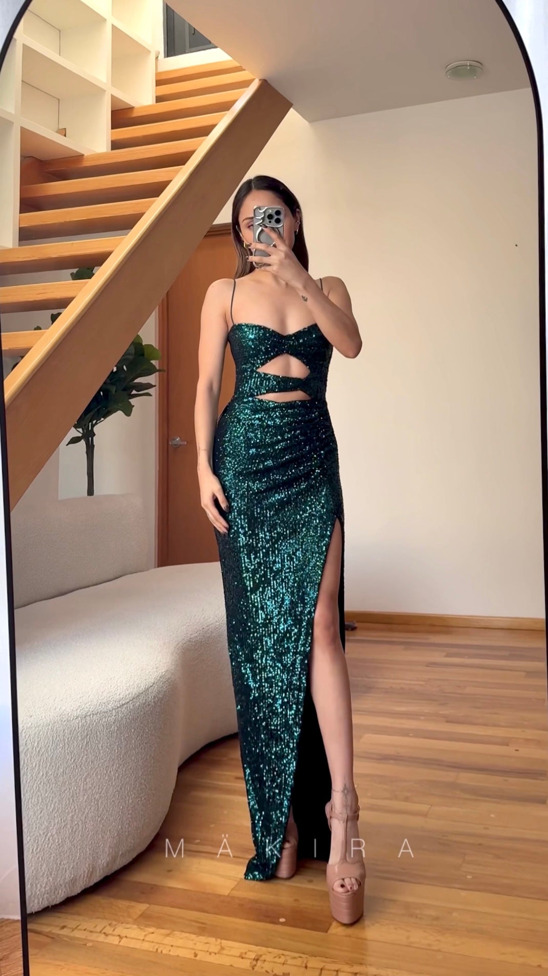 Lorea Green Sequin Maxi Dress