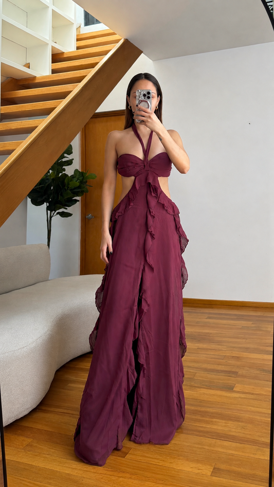Lola Wine Maxi Dress