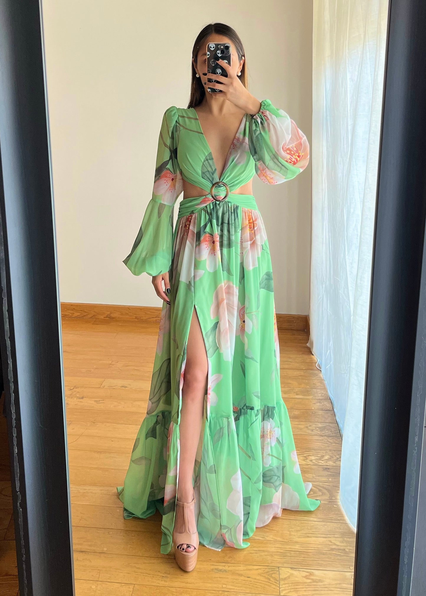 Santana Green Floral Dress