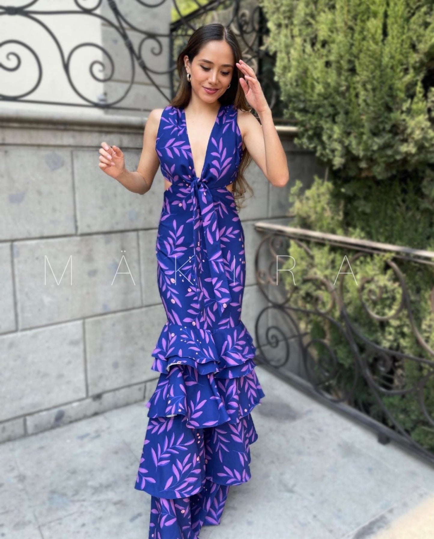 Paola Purple Tropical Dress